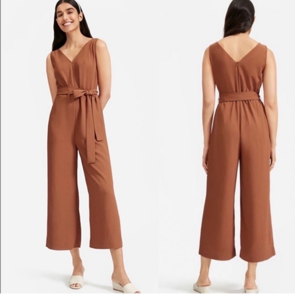 Everlane Japanese GoWeave Essential Jumpsuit Orange Wide Leg Minimalist Size 8 - Picture 1 of 14